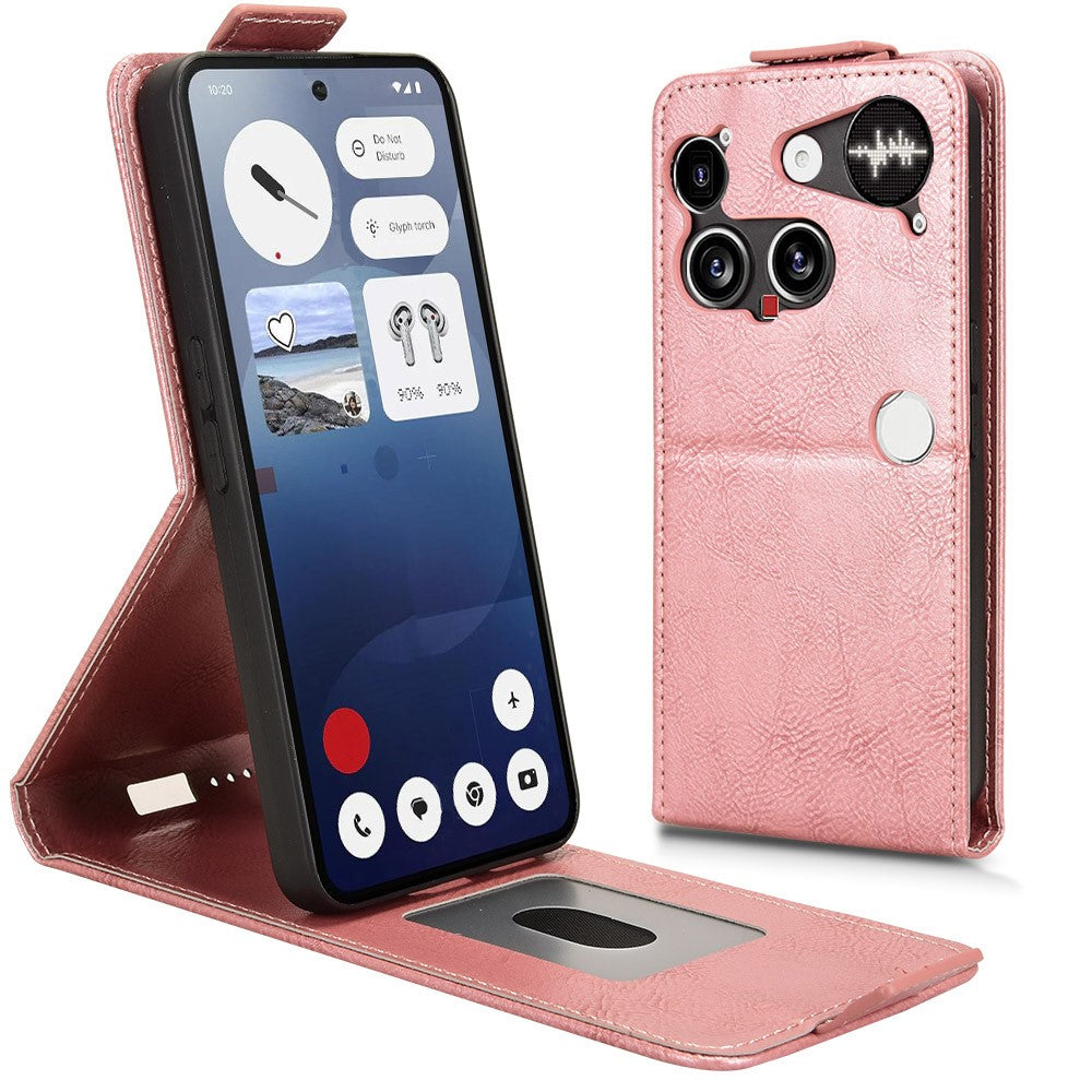 For Nothing Phone (3) 5G Stand Case Magnetic Clasp Vertical Flip Leather Phone Cover with Card Holder
