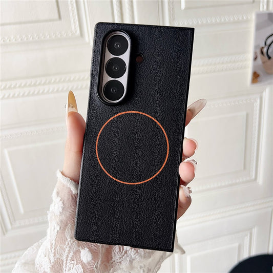 Galaxy Z Fold7 5G – Magnetische Handyhülle aus PC und PU-Leder