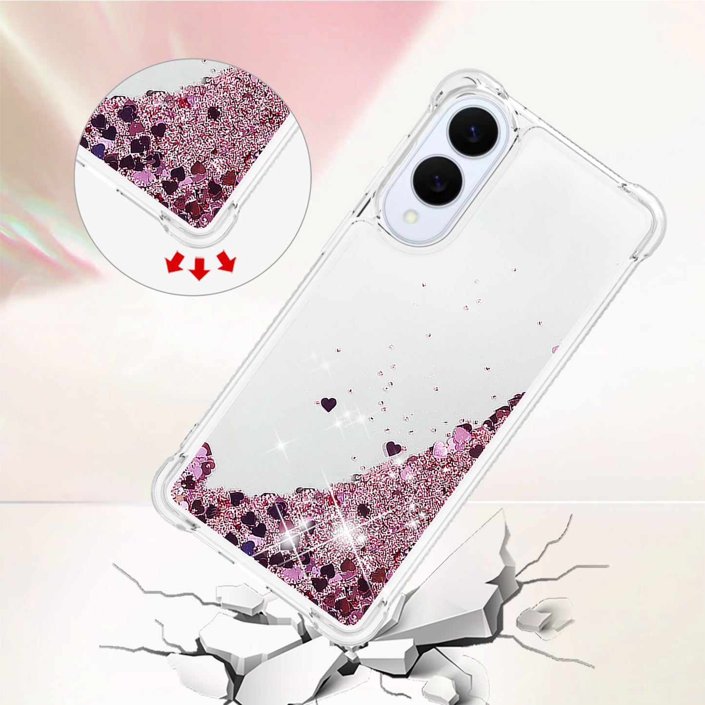 Galaxy S25 Edge Glitzer-Hülle – Stoßfest & mit Treibsand