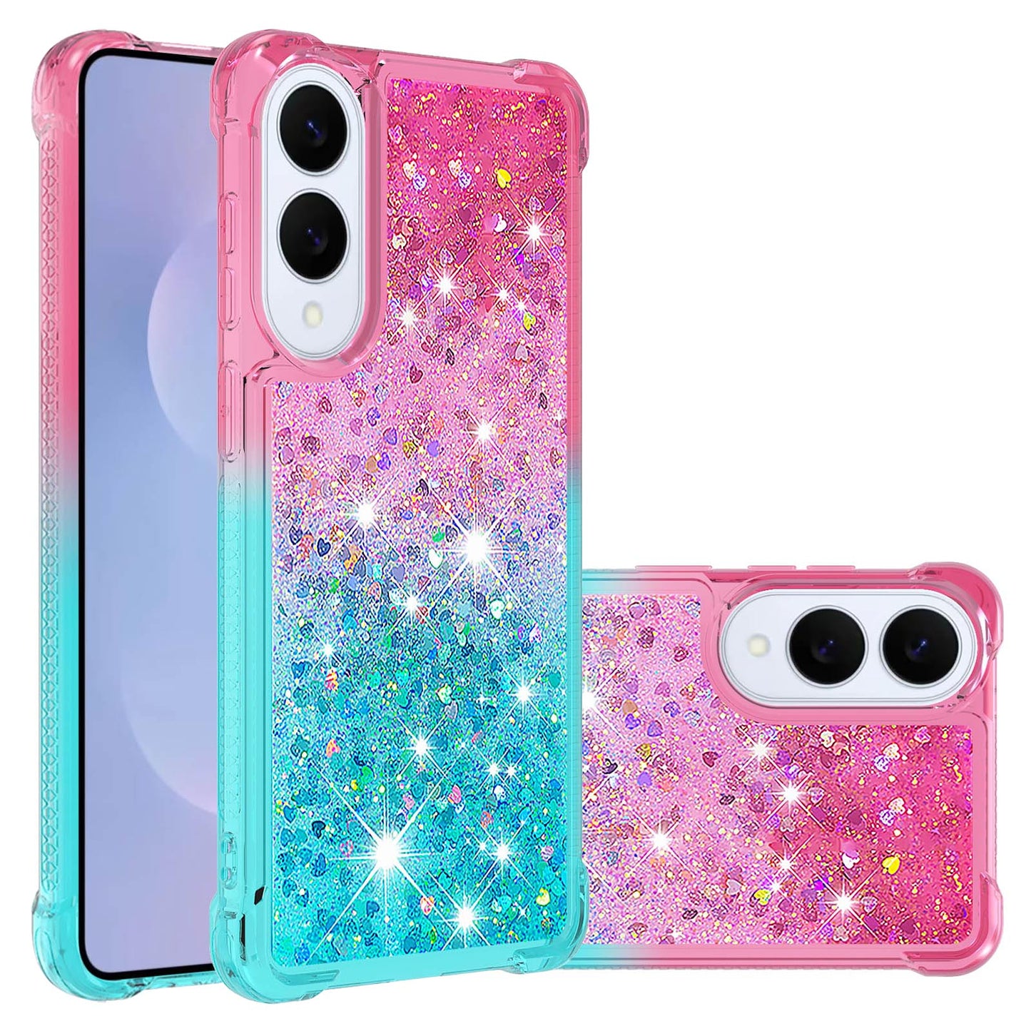 Galaxy S25 Edge Glitter-Hülle – Farbverlauf mit funkelndem Puder