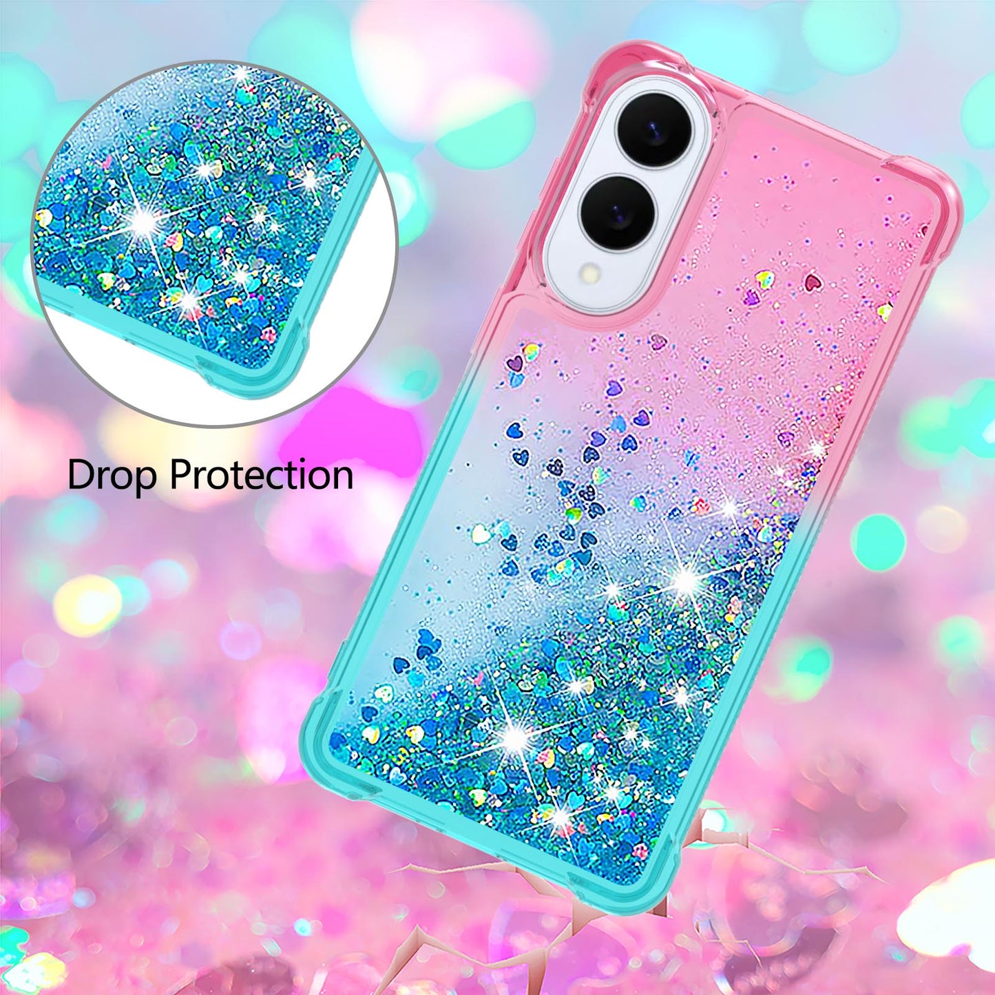 Galaxy S25 Edge Glitter-Hülle – Farbverlauf mit funkelndem Puder