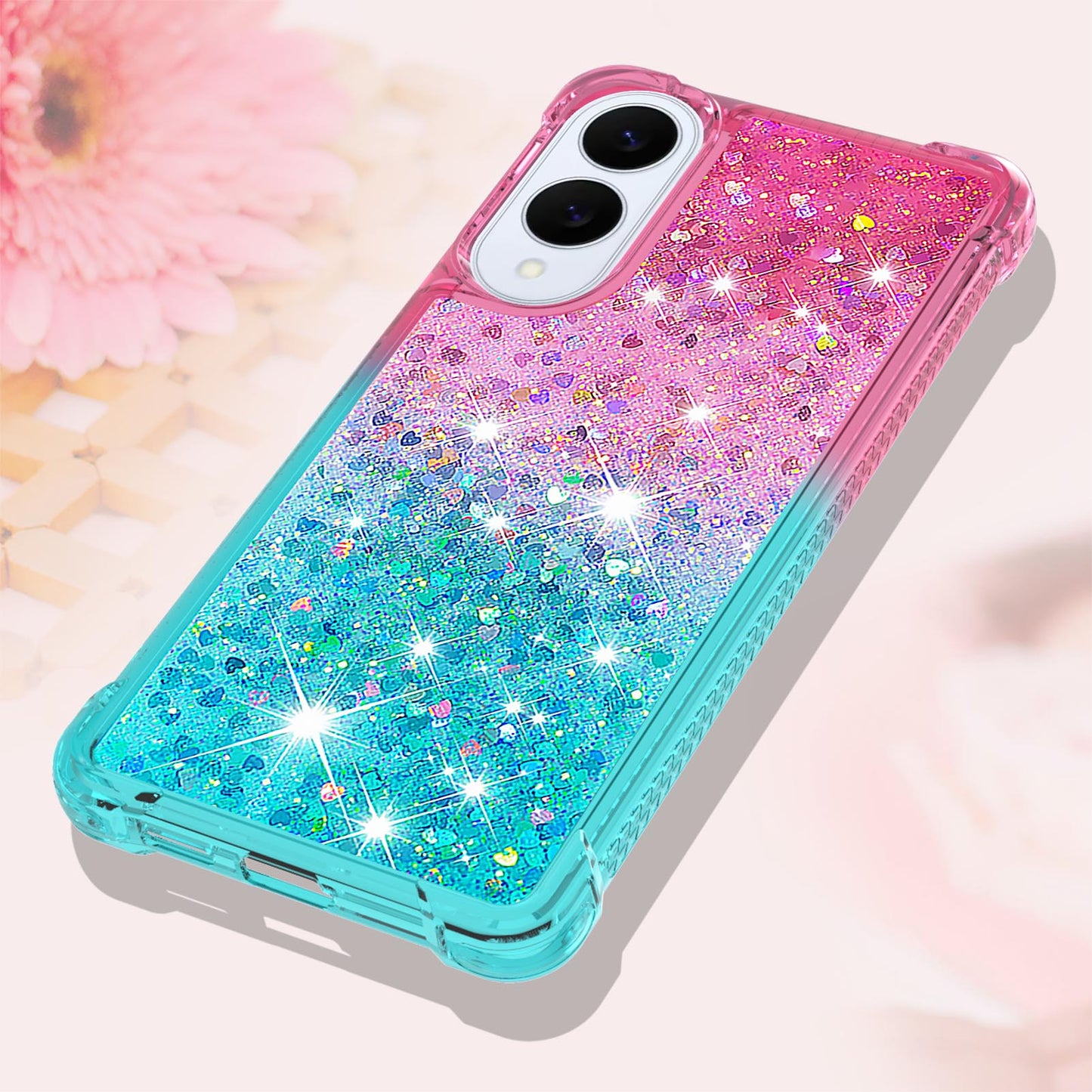 Galaxy S25 Edge Glitter-Hülle – Farbverlauf mit funkelndem Puder