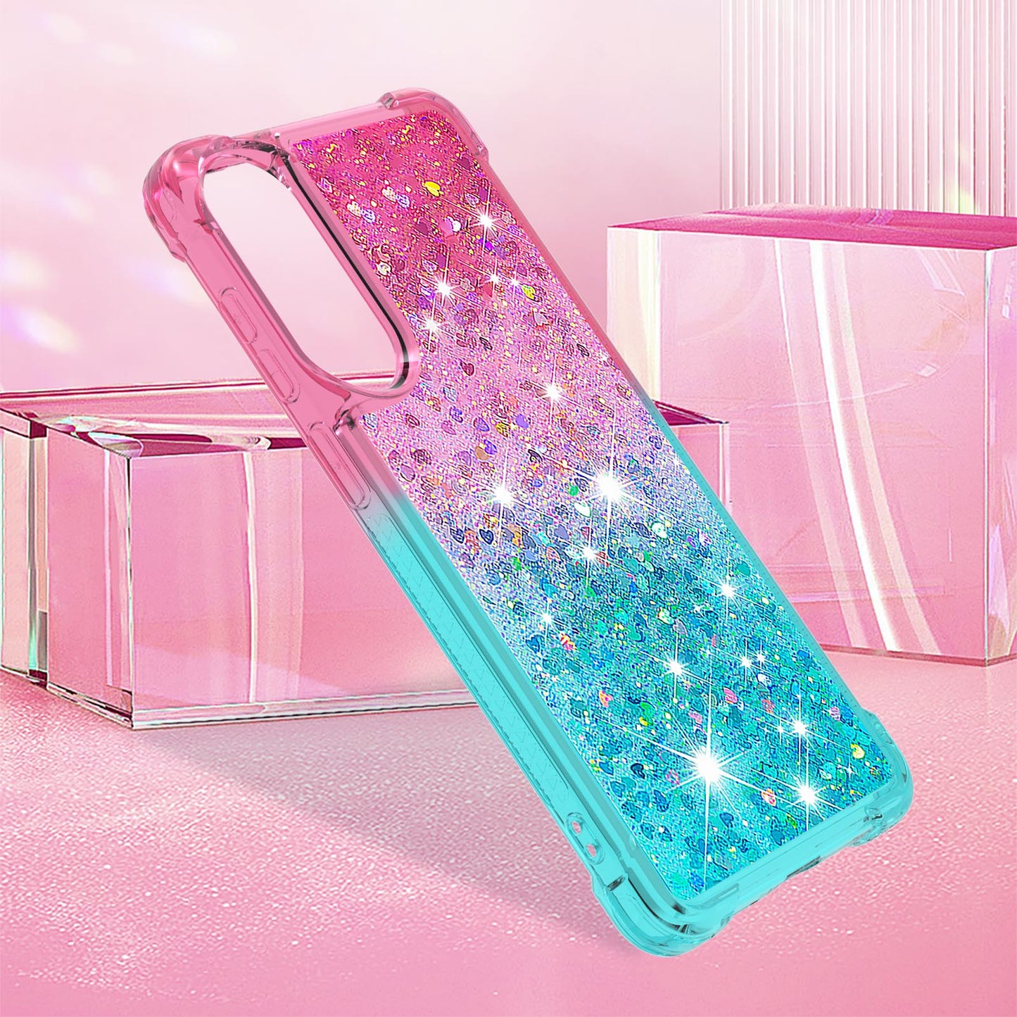Galaxy S25 Edge Glitter-Hülle – Farbverlauf mit funkelndem Puder
