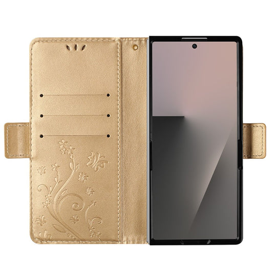 Galaxy Z Fold7 5G – Wallet-Handyhülle aus Kunststoff und PU-Leder, mit Ständer, mit Blumenmotiv