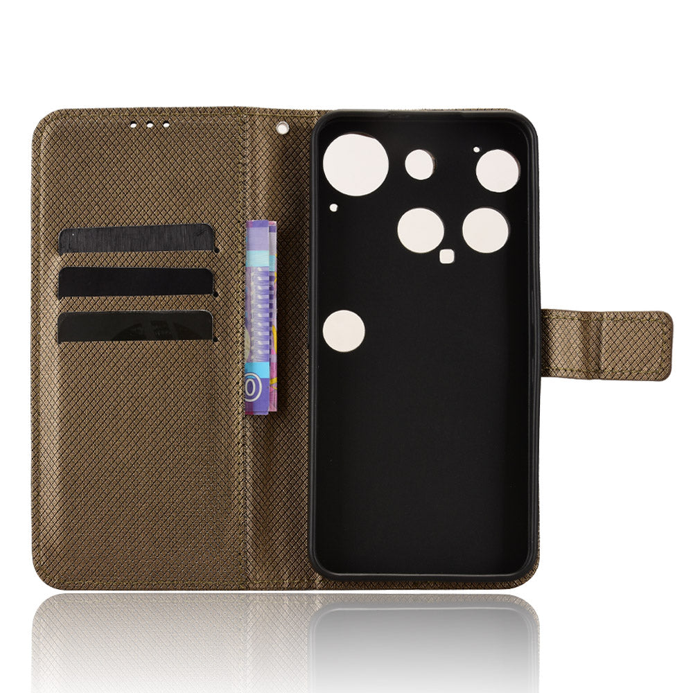 For Nothing Phone (3) 5G Leather Wallet Case with Strap Diamond Texture Phone Cover