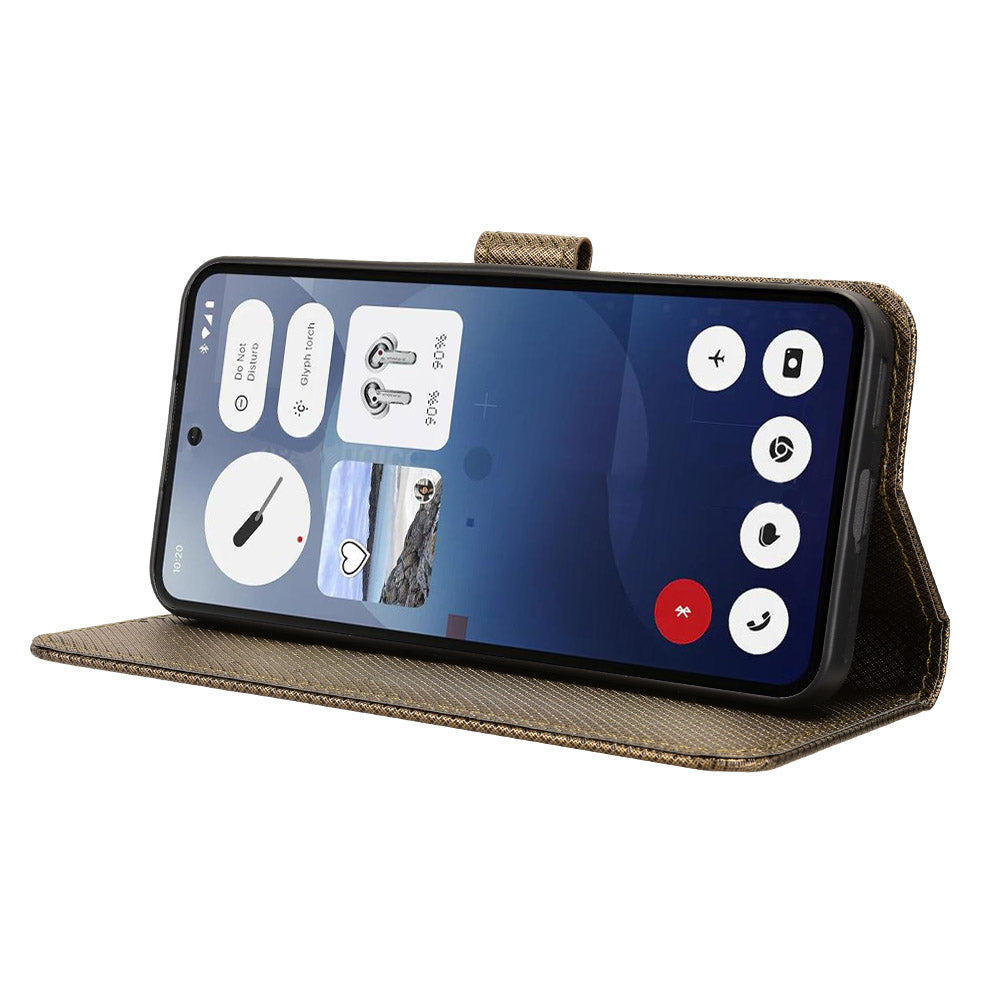 For Nothing Phone (3) 5G Leather Wallet Case with Strap Diamond Texture Phone Cover
