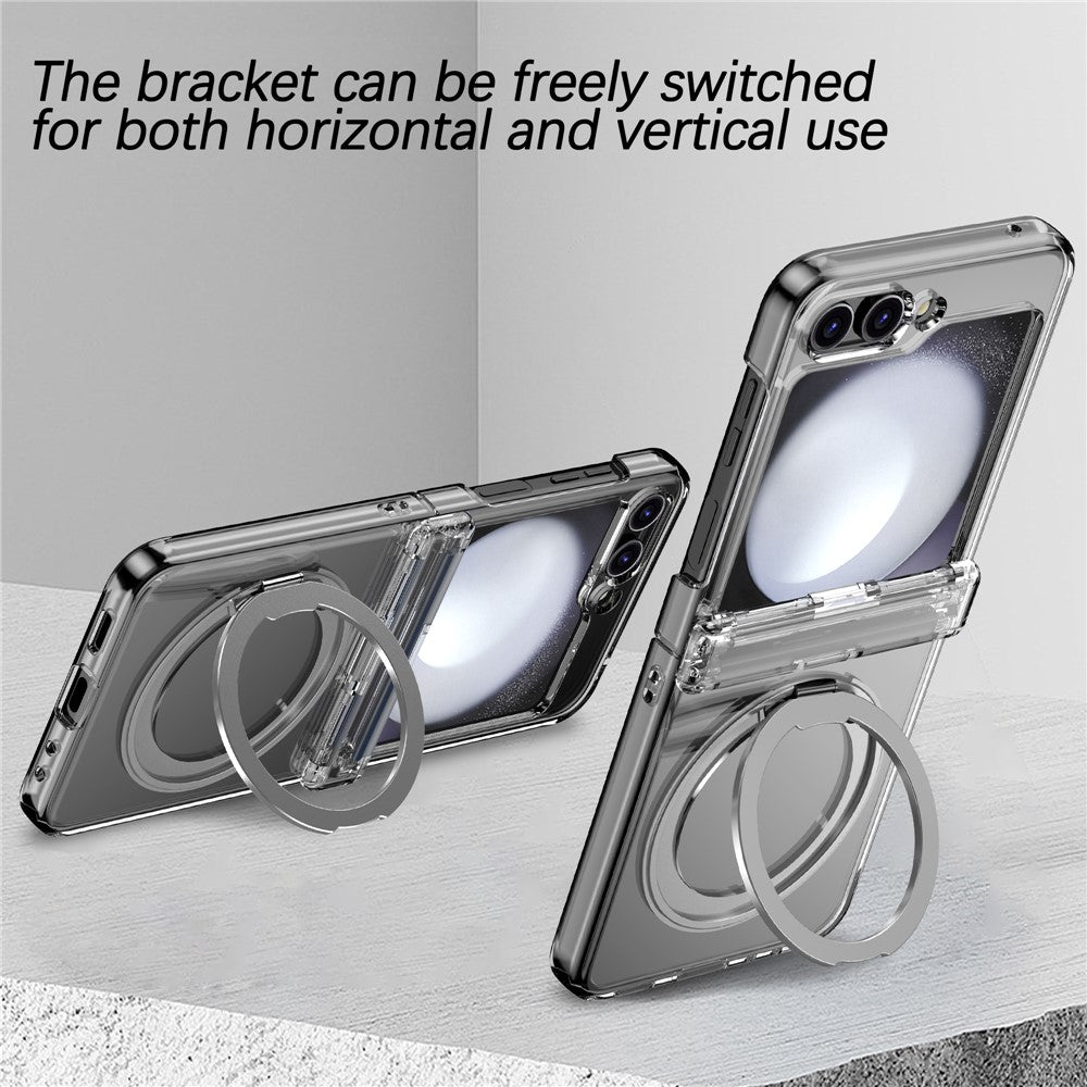 For Samsung Galaxy Z Flip7 5G Case with Magnetic Kickstand Spring Hinge PC Folding Phone Cover