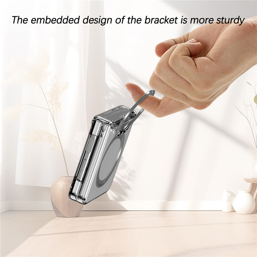 For Samsung Galaxy Z Flip7 5G Case with Magnetic Kickstand Spring Hinge PC Folding Phone Cover