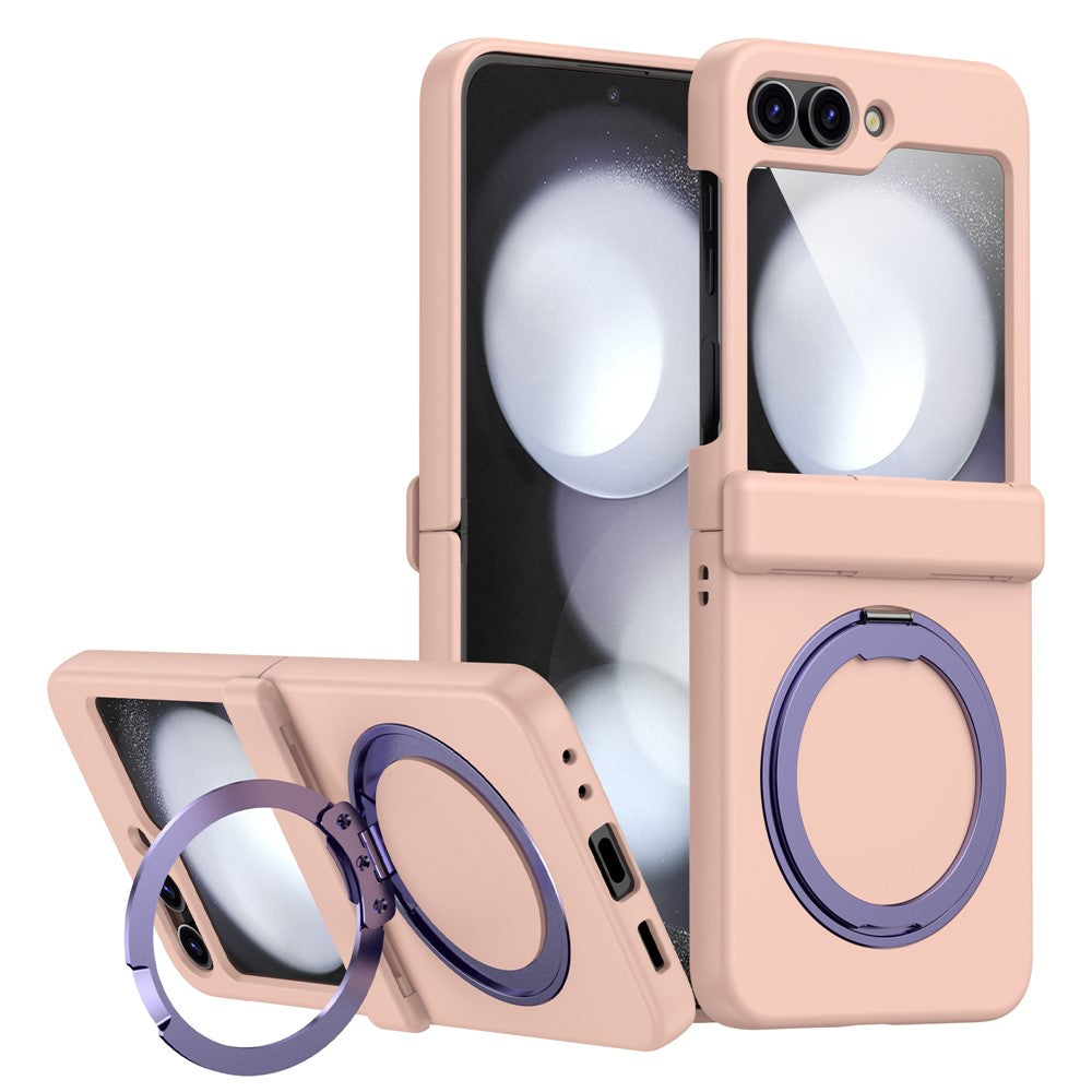 For Samsung Galaxy Z Flip7 5G Case with Magnetic Kickstand Spring Hinge PC Folding Phone Cover