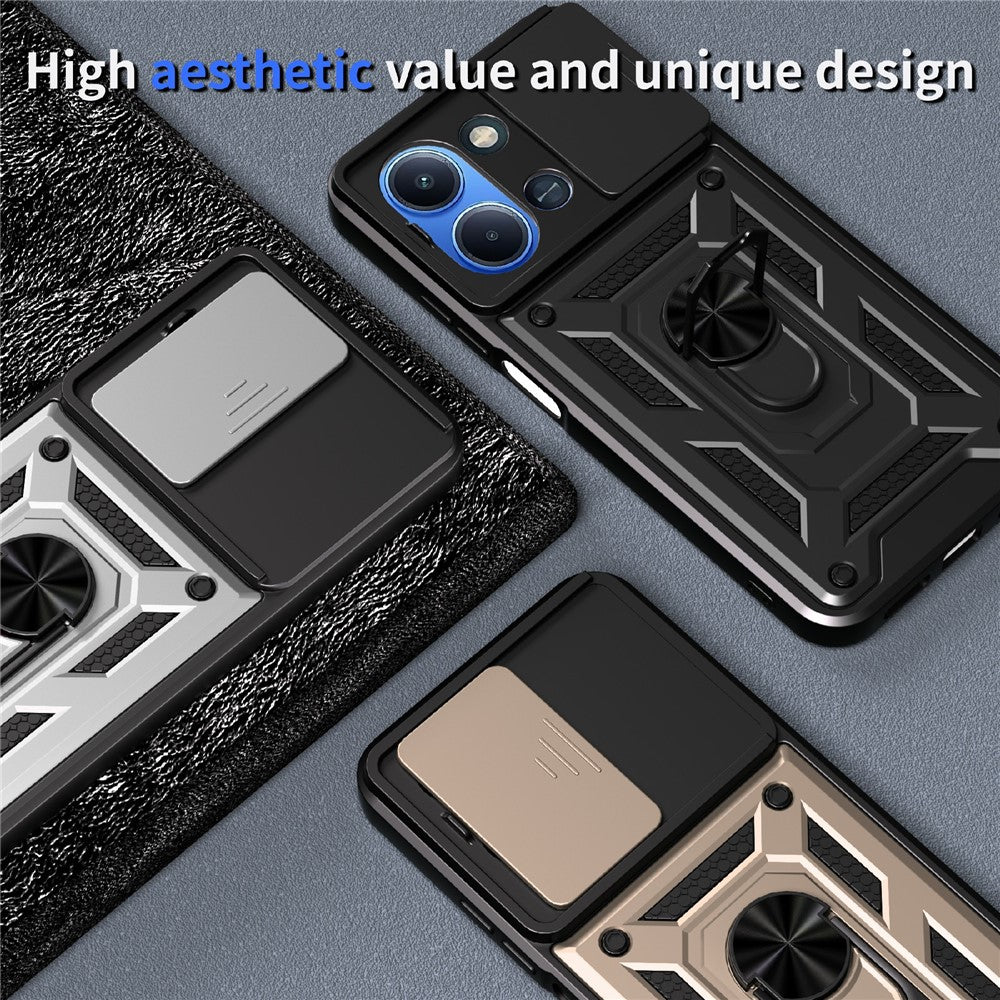 For Xiaomi Redmi 15C 5G (EU) (173mm) / 15C 4G (EU) (173mm) Case with Slide Camera Lid PC + TPU Kickstand Phone Cover