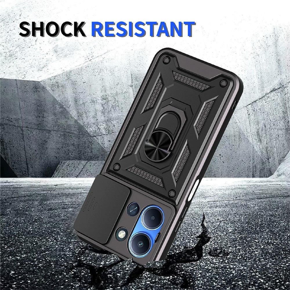 For Xiaomi Redmi 15C 5G (EU) (173mm) / 15C 4G (EU) (173mm) Case with Slide Camera Lid PC + TPU Kickstand Phone Cover
