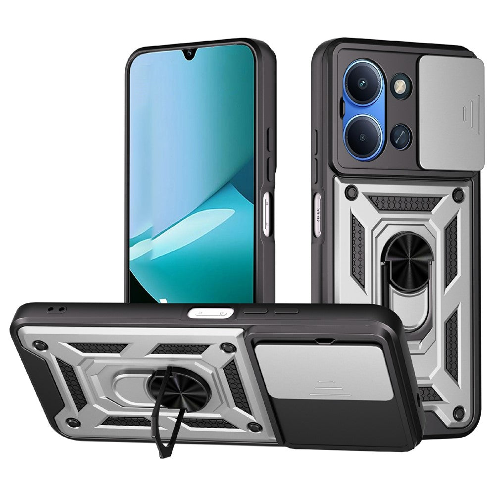 For Xiaomi Redmi 15C 5G (EU) (173mm) / 15C 4G (EU) (173mm) Case with Slide Camera Lid PC + TPU Kickstand Phone Cover