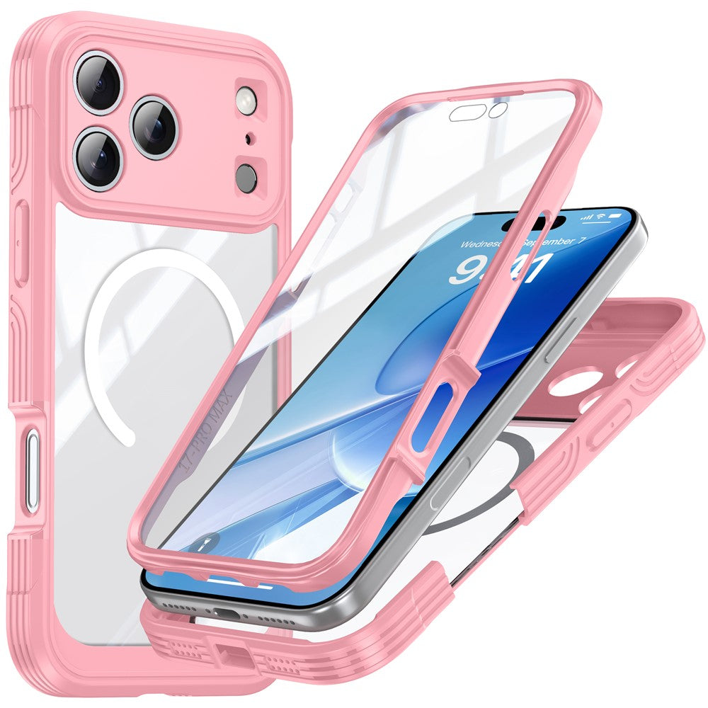 For iPhone 18 Pro Max / 17 Pro Max Case Compatible with MagSafe PC + TPU Phone Cover with Tempered Glass Screen Film