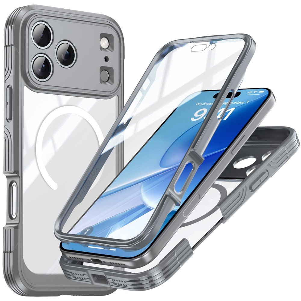 For iPhone 18 Pro Max / 17 Pro Max Case Compatible with MagSafe PC + TPU Phone Cover with Tempered Glass Screen Film