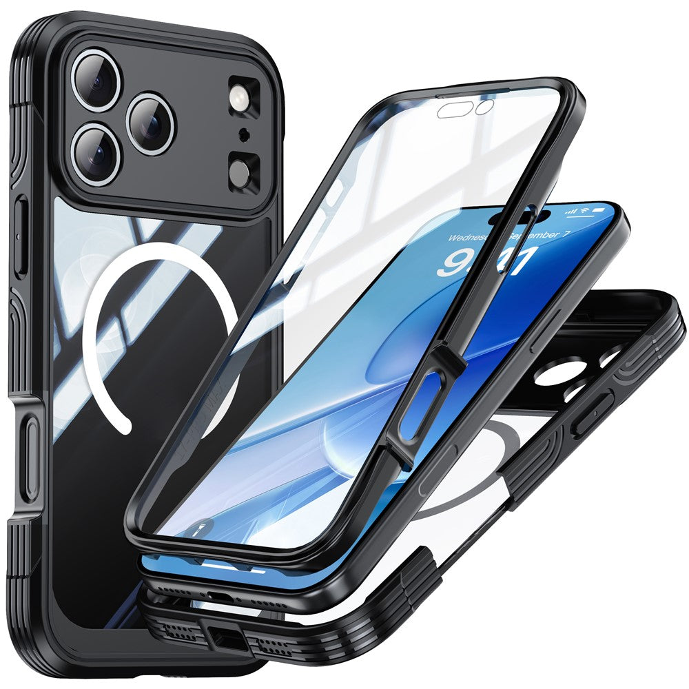 For iPhone 18 Pro Max / 17 Pro Max Case Compatible with MagSafe PC + TPU Phone Cover with Tempered Glass Screen Film