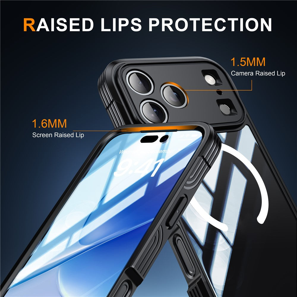 For iPhone 18 Pro Max / 17 Pro Max Case Compatible with MagSafe PC + TPU Phone Cover with Tempered Glass Screen Film