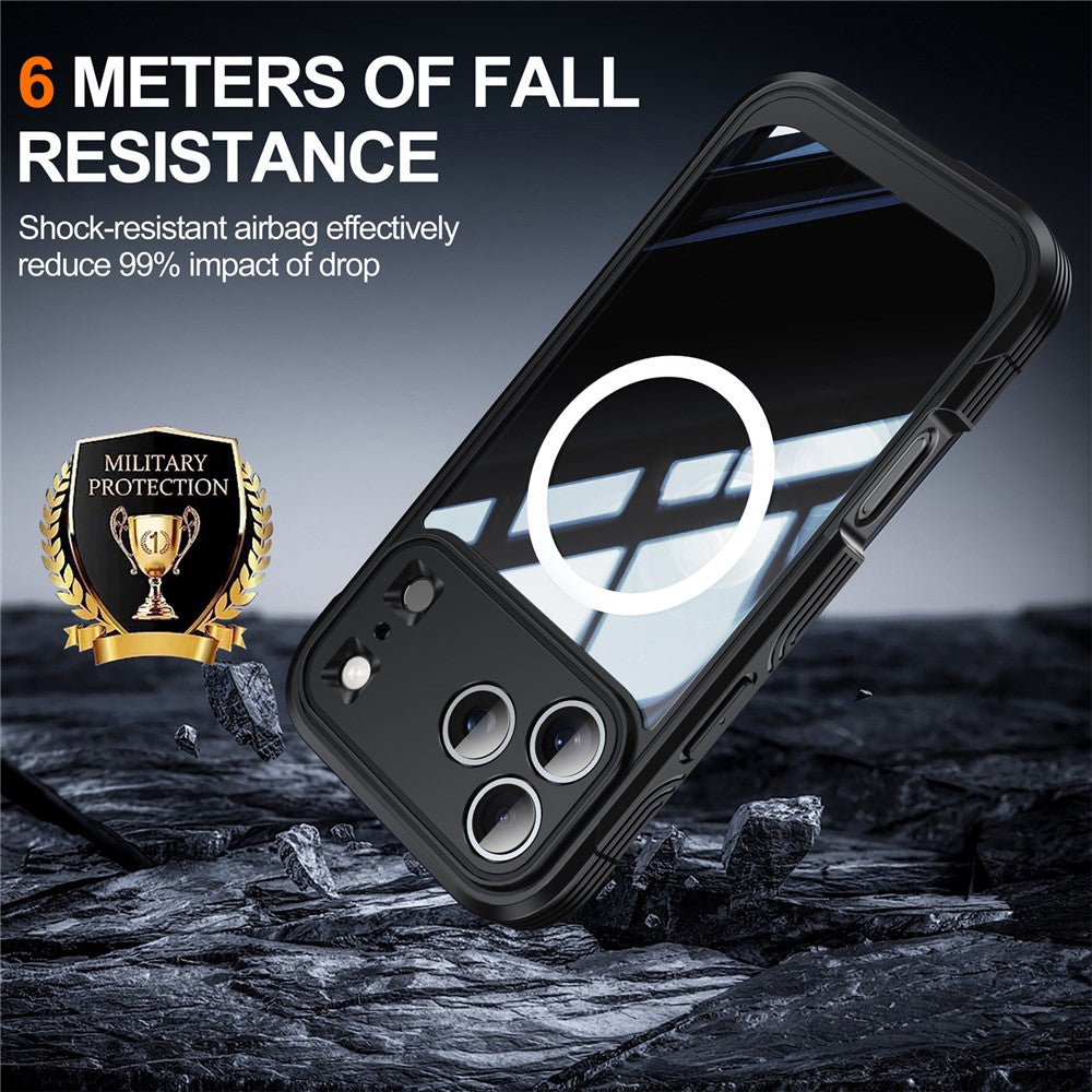 For iPhone 18 Pro Max / 17 Pro Max Case Compatible with MagSafe PC + TPU Phone Cover with Tempered Glass Screen Film