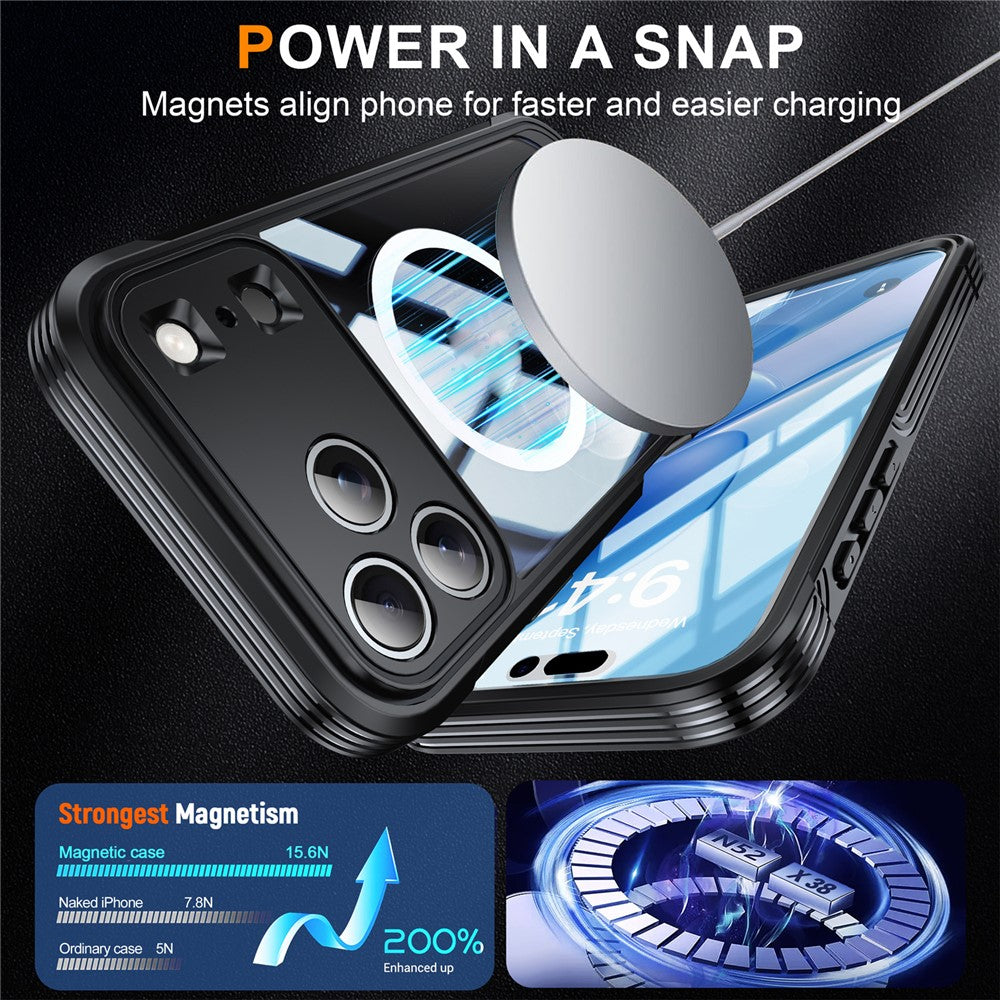 For iPhone 18 Pro Max / 17 Pro Max Case Compatible with MagSafe PC + TPU Phone Cover with Tempered Glass Screen Film