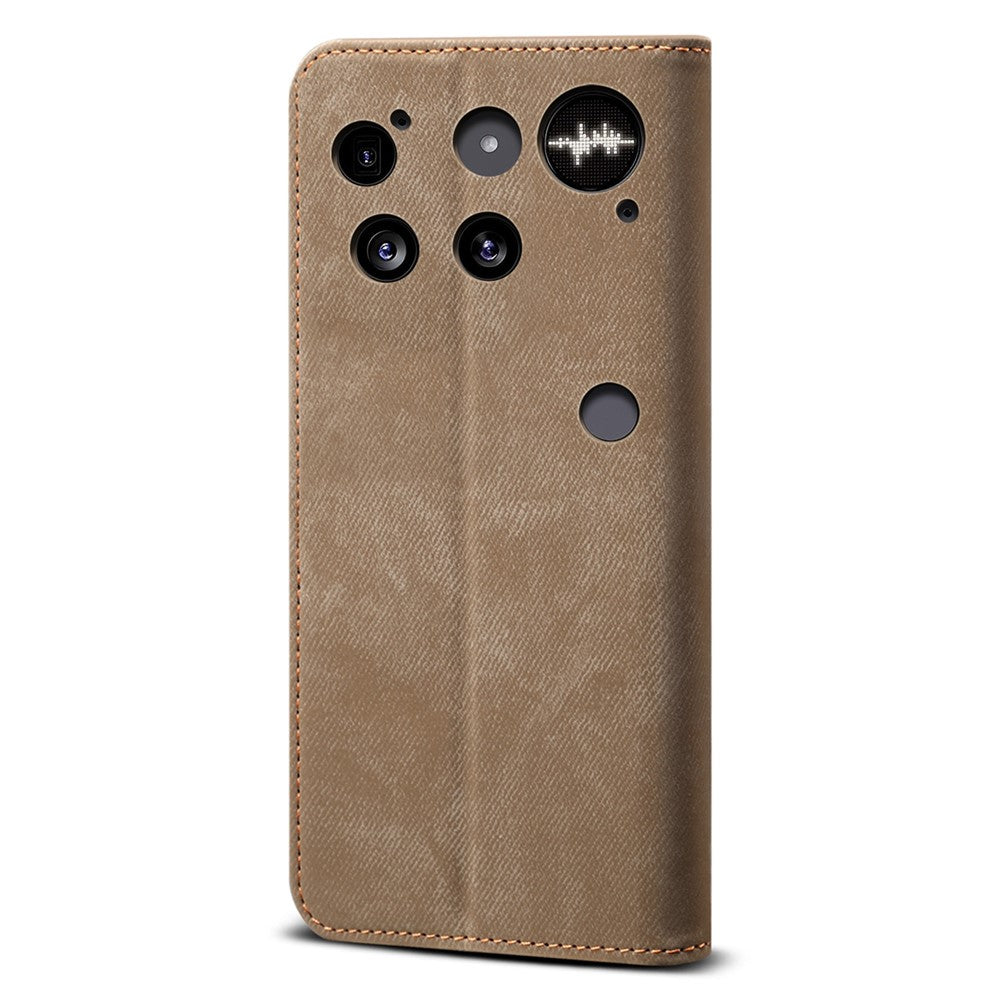 Nothing Phone (3) 5G Handyhülle – Mit Jeansstoff-Textur, PU-Leder, Standfunktion, magnetischer Automatikverschluss, Rundumschutz, mit Brieftasche