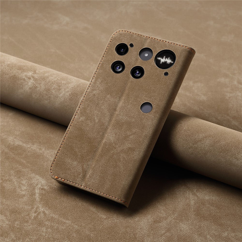 Nothing Phone (3) 5G Handyhülle – Mit Jeansstoff-Textur, PU-Leder, Standfunktion, magnetischer Automatikverschluss, Rundumschutz, mit Brieftasche