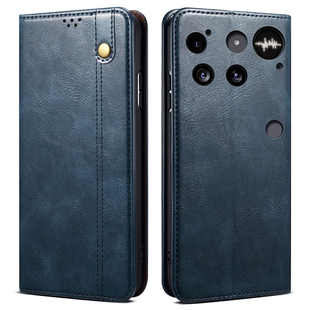 For Nothing Phone (3) 5G Case Crazy Horse Texture Waxy Leather Wallet Stand Phone Cover