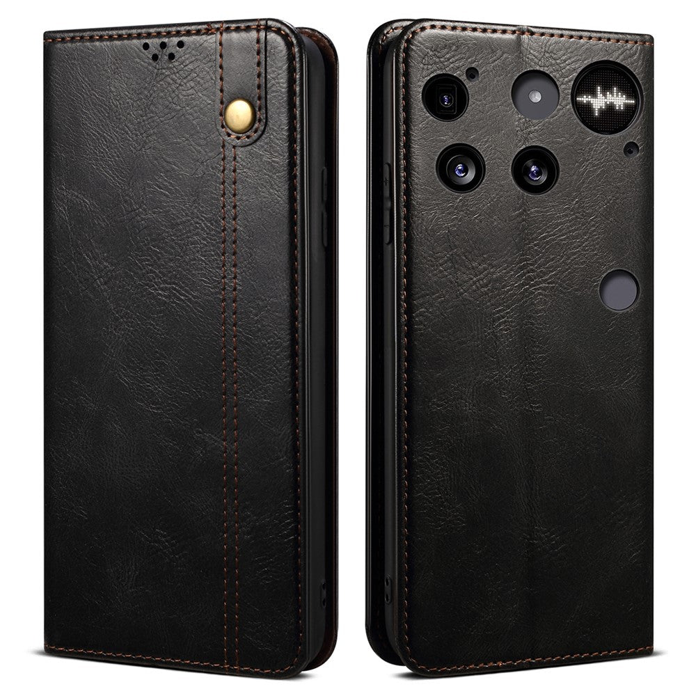 For Nothing Phone (3) 5G Case Crazy Horse Texture Waxy Leather Wallet Stand Phone Cover