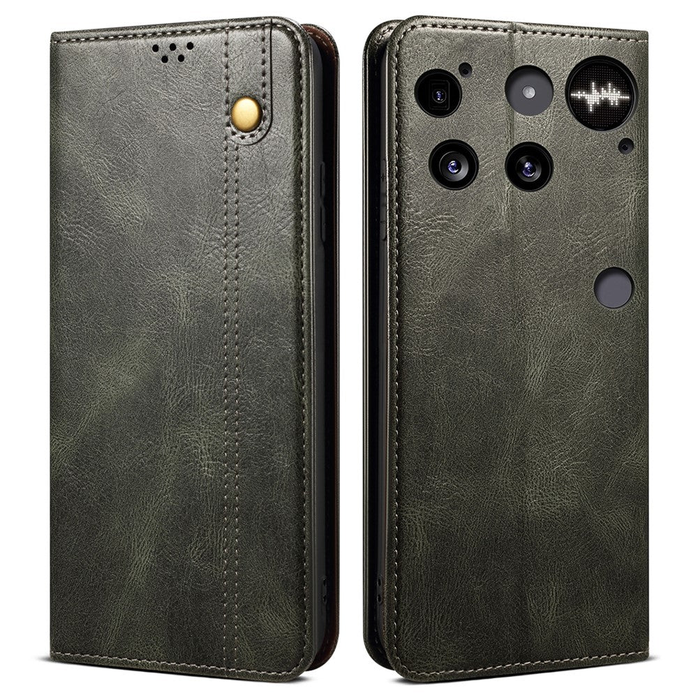 For Nothing Phone (3) 5G Case Crazy Horse Texture Waxy Leather Wallet Stand Phone Cover
