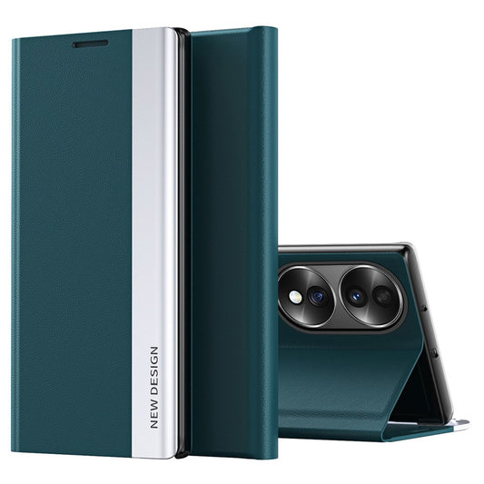 Honor 70 5G Handyhülle – Galvanisierte PU-Leder-Flip-Standfunktion-Abdeckung, automatische Adsorption, sturzsichere