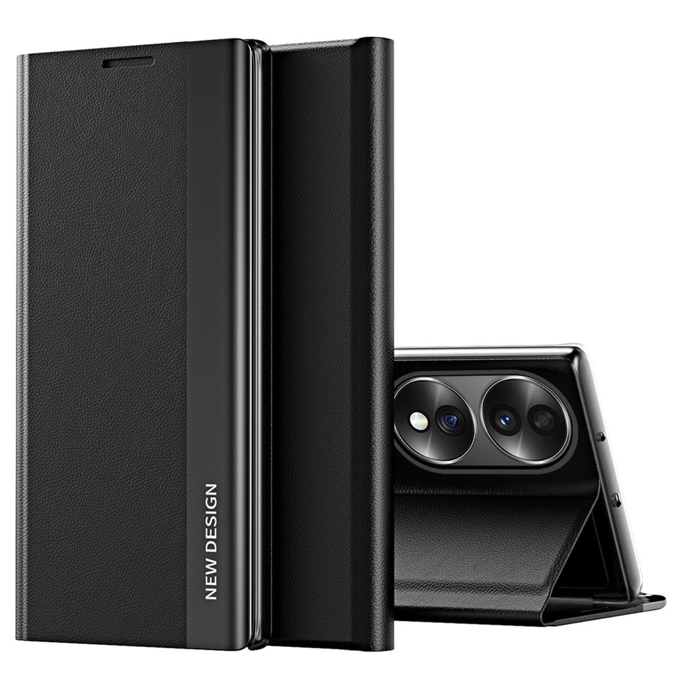 For Honor 70 5G Electroplating PU Leather Flip Stand Cover Auto Adsorption Phone Drop-proof Case