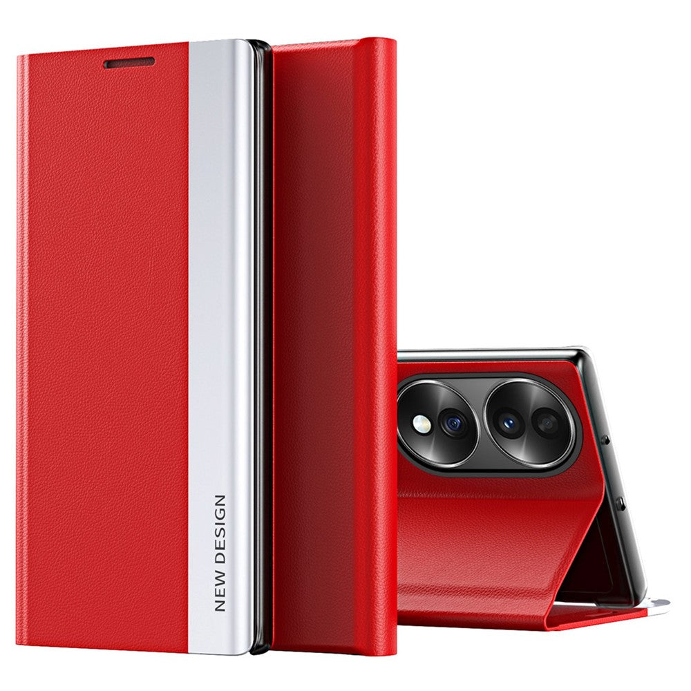 For Honor 70 5G Electroplating PU Leather Flip Stand Cover Auto Adsorption Phone Drop-proof Case