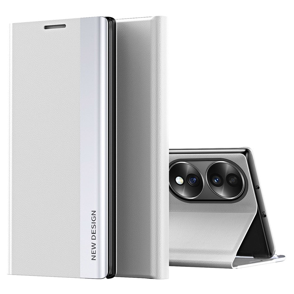 For Honor 70 5G Electroplating PU Leather Flip Stand Cover Auto Adsorption Phone Drop-proof Case