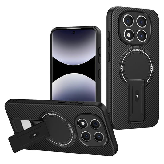 Xiaomi Redmi Note 14 Pro+ 5G / Xiaomi Redmi Note 14 Pro 4G Handyhülle – Note 14 Pro+ 5G-Gehäuse mit Ständer, Karbonfaser-Textur, PC + TPU