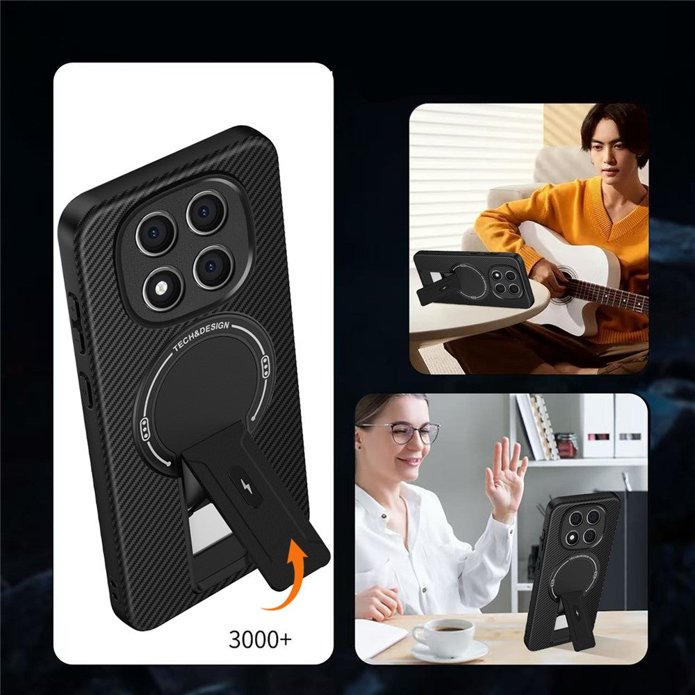 For Xiaomi Redmi Note 14 Pro 4G / Note 14 Pro+ 5G Case with Kickstand Carbon Fiber Texture PC + TPU Phone Cover