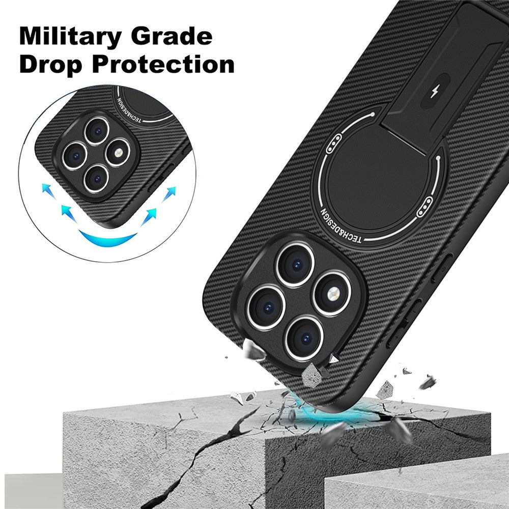 For Xiaomi Redmi Note 14 Pro 4G / Note 14 Pro+ 5G Case with Kickstand Carbon Fiber Texture PC + TPU Phone Cover