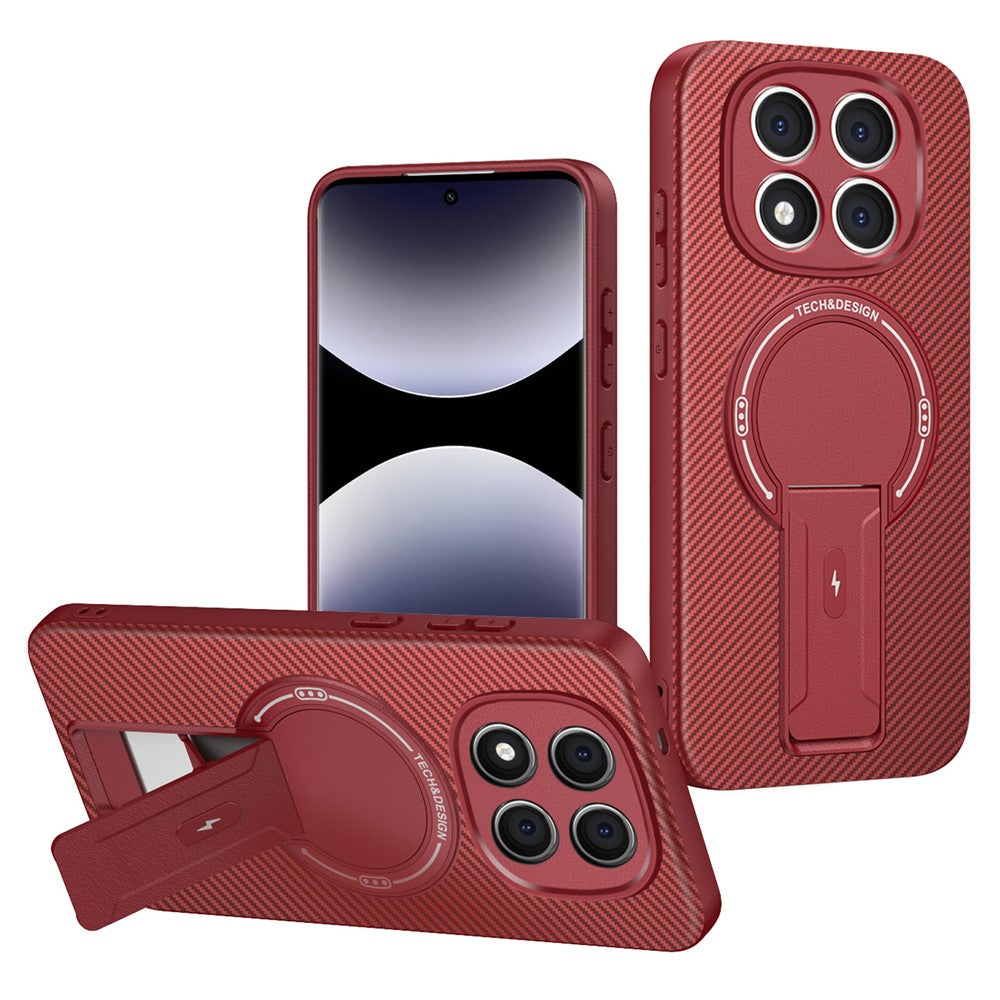 For Xiaomi Redmi Note 14 Pro 4G / Note 14 Pro+ 5G Case with Kickstand Carbon Fiber Texture PC + TPU Phone Cover