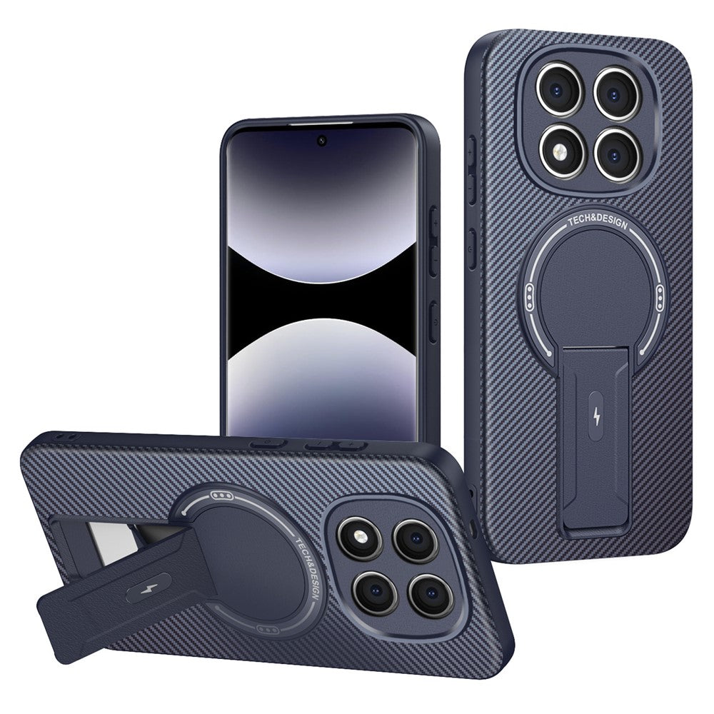 For Xiaomi Redmi Note 14 Pro 4G / Note 14 Pro+ 5G Case with Kickstand Carbon Fiber Texture PC + TPU Phone Cover