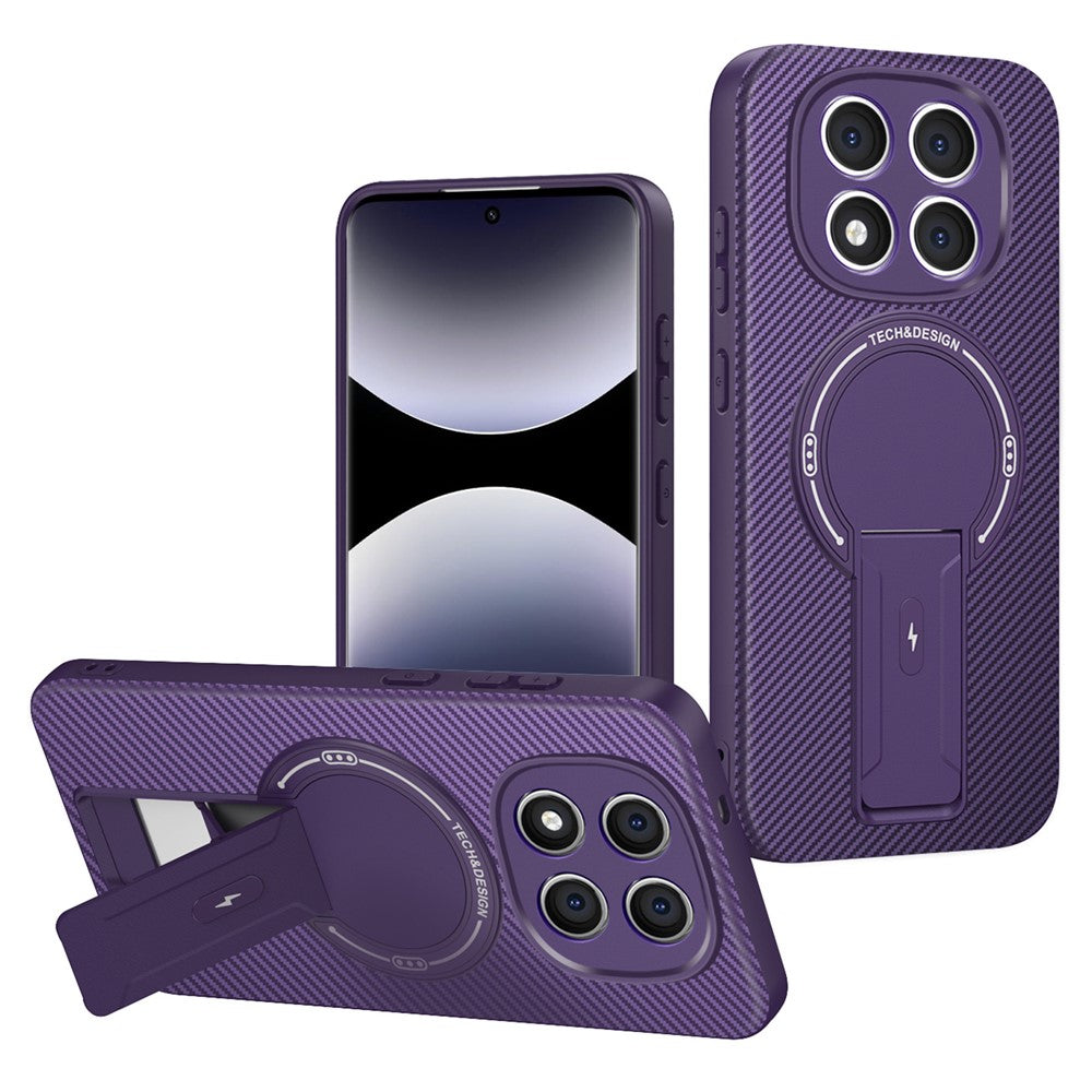 For Xiaomi Redmi Note 14 Pro 4G / Note 14 Pro+ 5G Case with Kickstand Carbon Fiber Texture PC + TPU Phone Cover