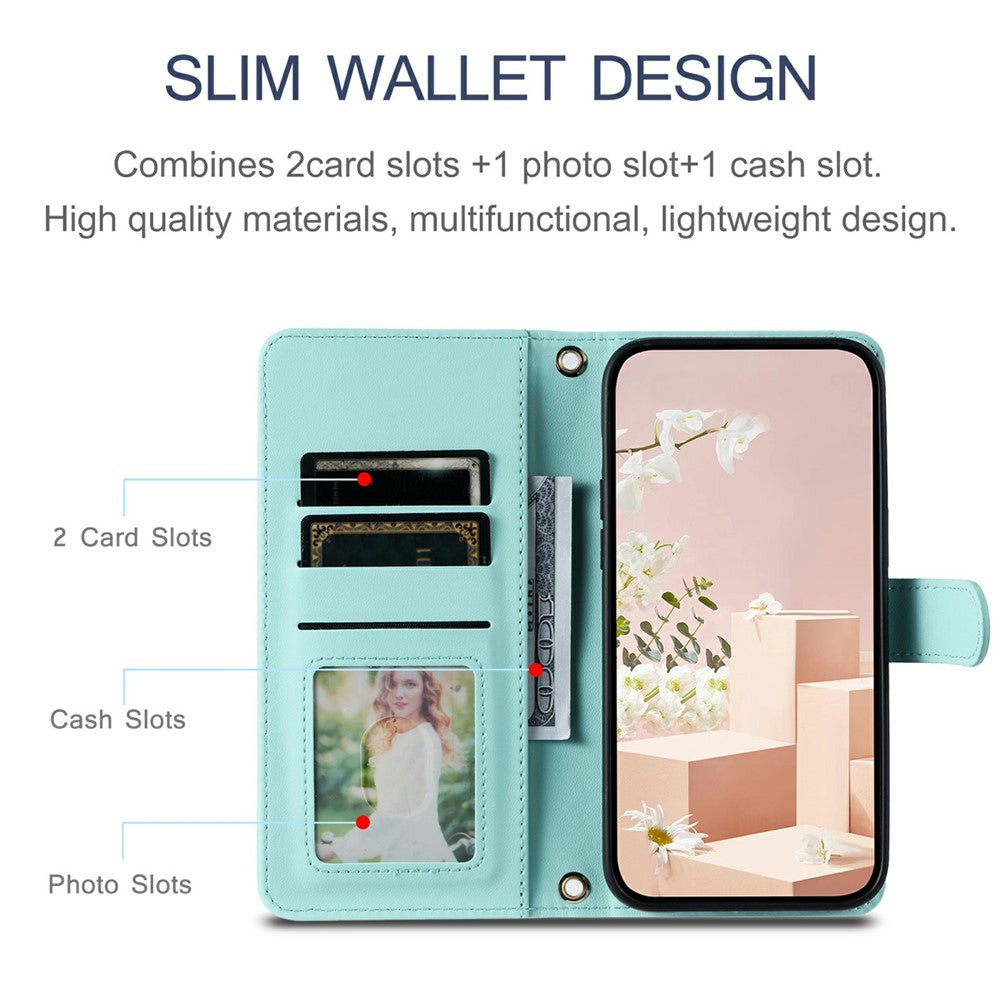 iPhone Air Wallet-Hülle – Rautenmuster mit Geldbörsenfunktion & Riemen