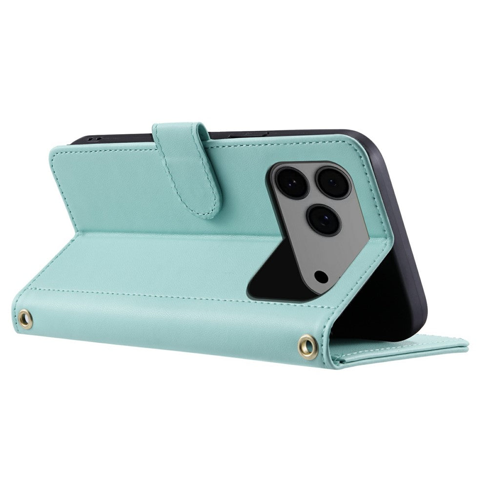 iPhone 17 Pro Max Wallet-Hülle – Rautenmuster mit Geldbörsenfunktion & Riemen