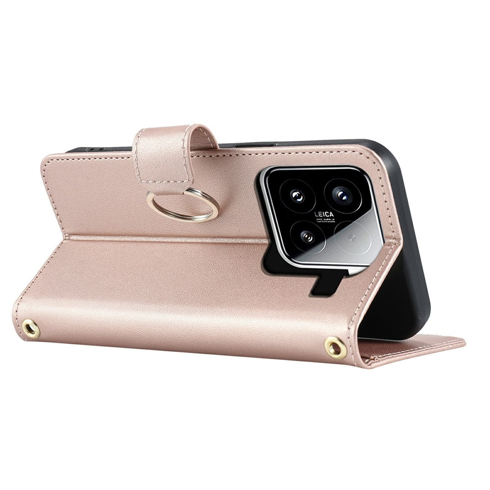 For Xiaomi 15 Case Ring Buckle Wallet Stand Rhombus Crossbody Leather Mobile Cover