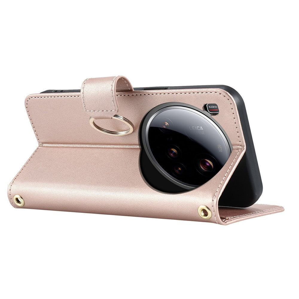 For Xiaomi 15 Ultra Case Ring Buckle Wallet Stand Rhombus Crossbody Leather Mobile Cover