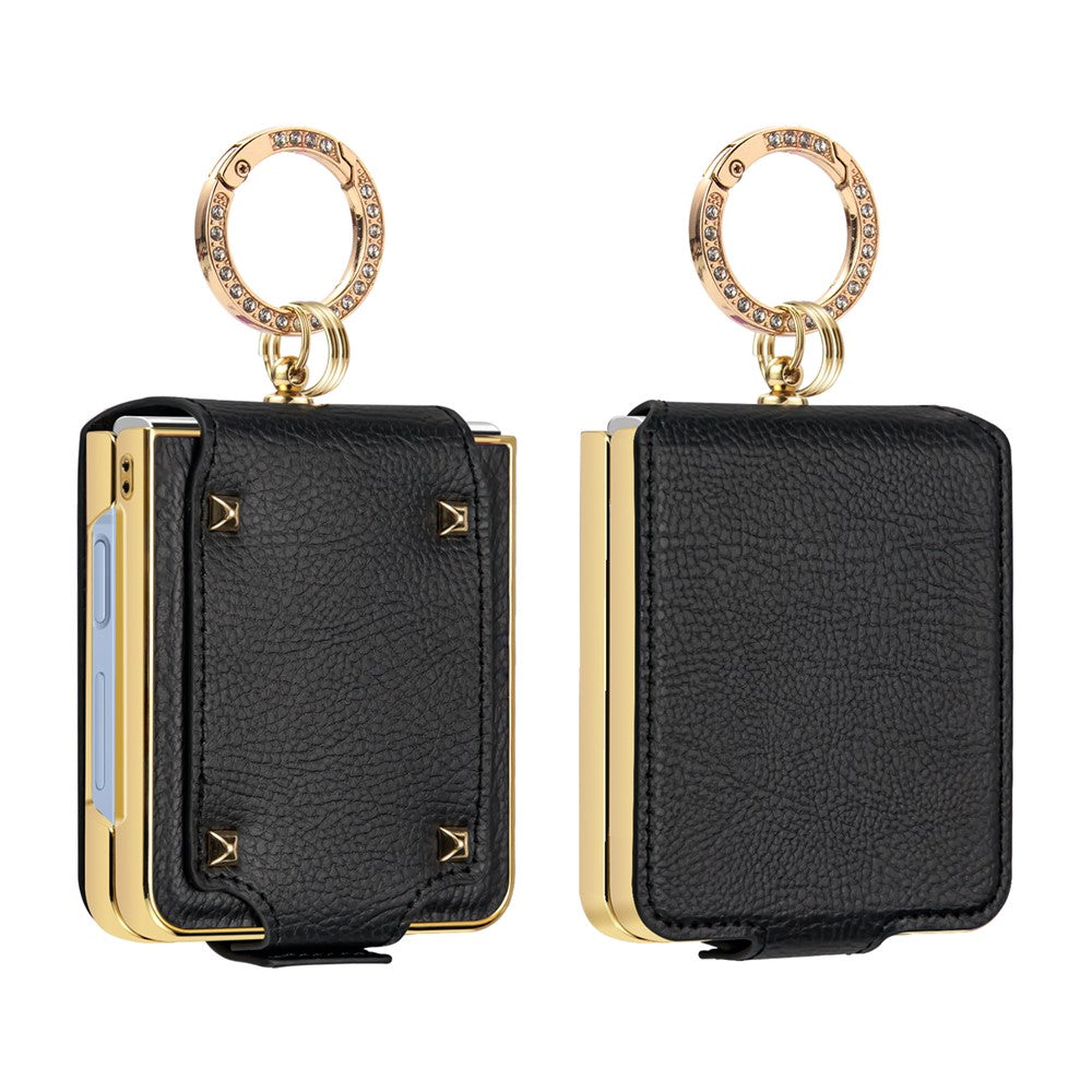 For Samsung Galaxy Z Flip7 5G Case PU + PC Protective Phone Cover with Finger Holder