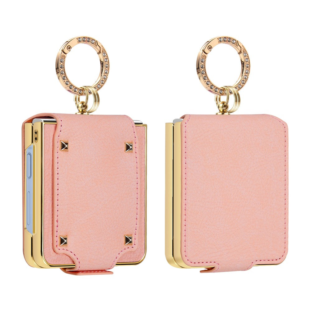 For Samsung Galaxy Z Flip7 5G Case PU + PC Protective Phone Cover with Finger Holder