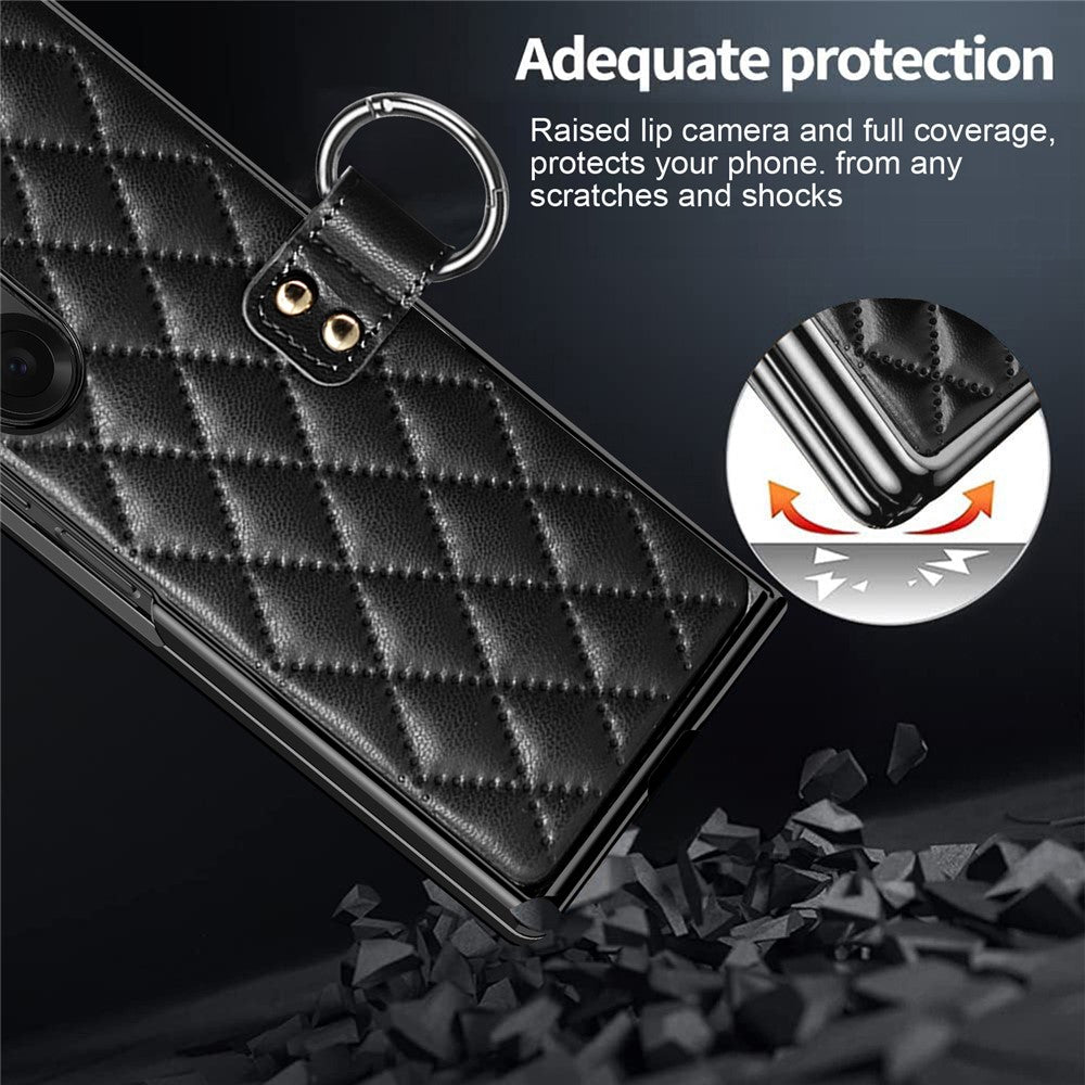 For Samsung Galaxy Z Fold7 5G Case Rhombus Grid Phone Cover with Tempered Glass Film