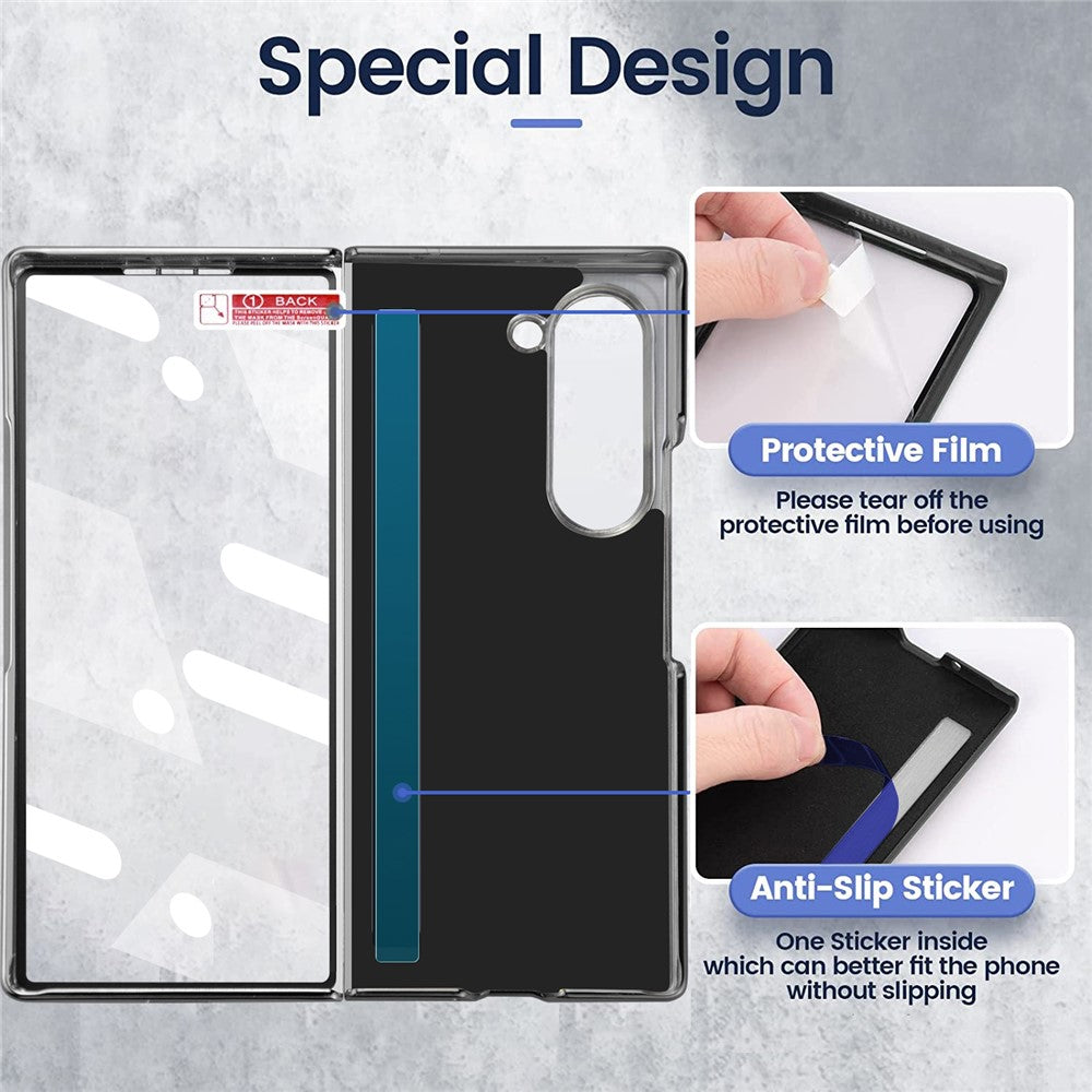 For Samsung Galaxy Z Fold7 5G Case Rhombus Grid Phone Cover with Tempered Glass Film