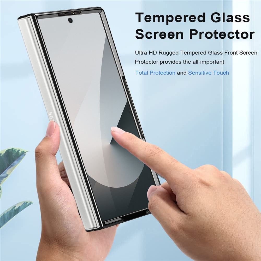 For Samsung Galaxy Z Fold7 5G Case Rhombus Grid Phone Cover with Tempered Glass Film