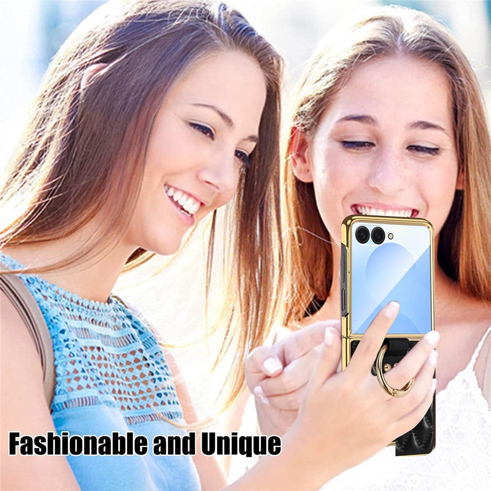 For Samsung Galaxy Z Flip7 5G Case Rhombus Grid Phone Cover with Tempered Glass Film