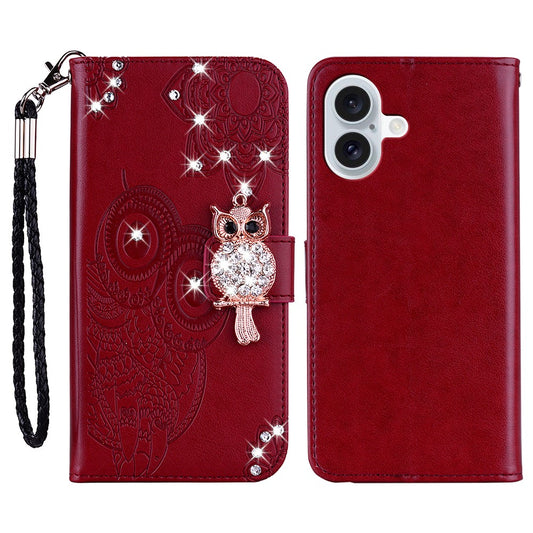 iPhone 17 Handyhülle mit Eulenmuster & Strass-Steinen