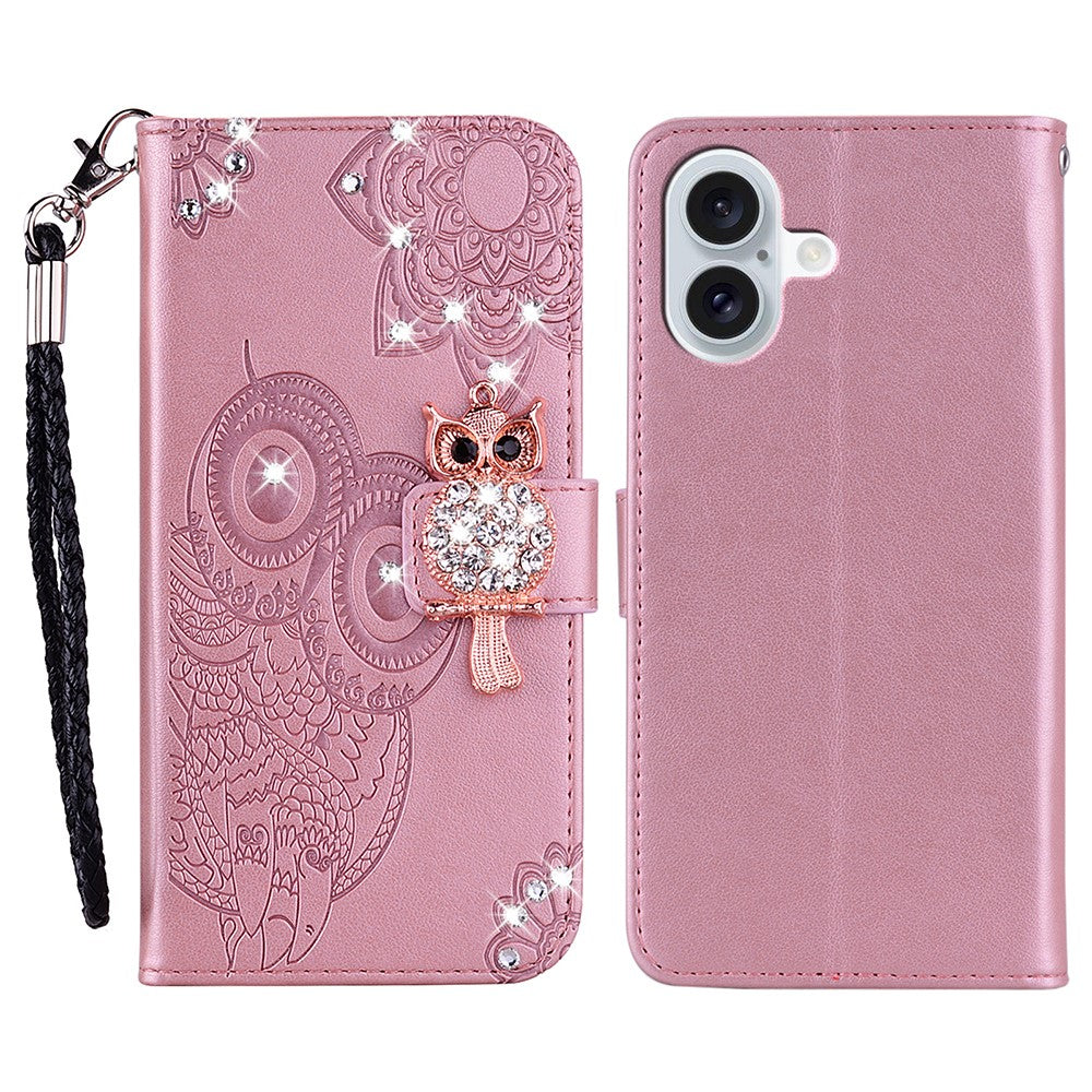 iPhone 17 Handyhülle mit Eulenmuster & Strass-Steinen