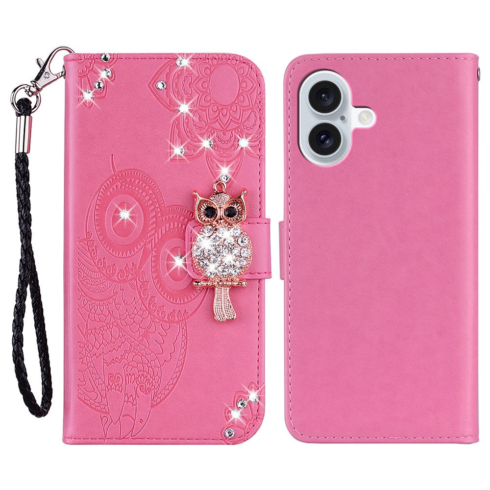 iPhone 17 Handyhülle mit Eulenmuster & Strass-Steinen